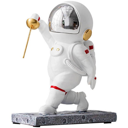 LEONARK Fencing Astronaut Statue Spaceman Figurine - Souvenir Present Collection Gift for Fencers (Defense)